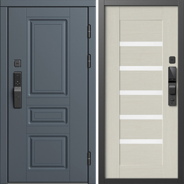 Входная дверь Termo-Door Смарт Орегон Графит - Зеркало Триумф Царга лиственница 4500 / 5500