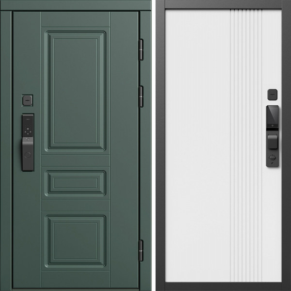 Входная дверь Termo-Door Смарт Орегон Грин - Страйп Белый Софт