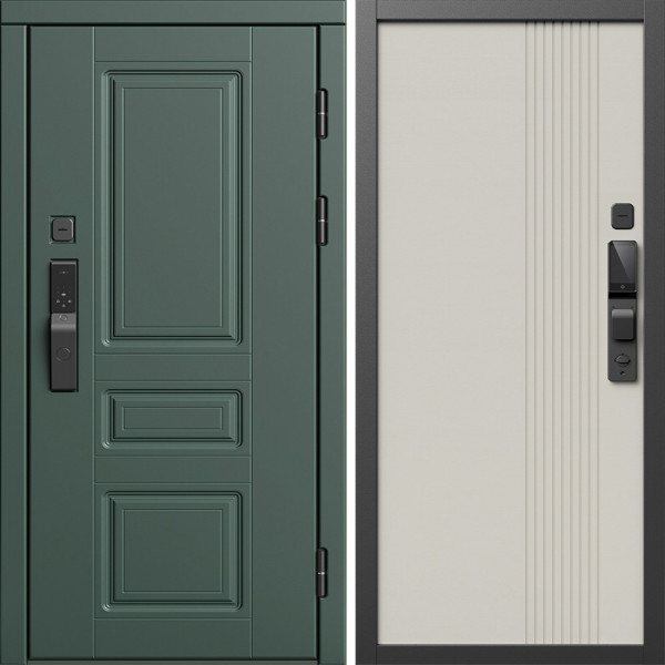 Входная дверь Termo-Door Смарт Орегон Грин - Страйп Слоновая Кость
