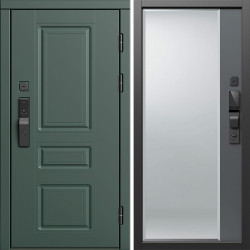 Входная дверь Termo-Door Смарт Орегон Грин - Зеркало Фацет Grey софт