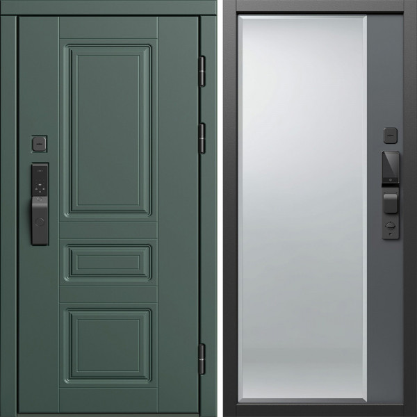 Входная дверь Termo-Door Смарт Орегон Грин - Зеркало Фацет Grey софт
