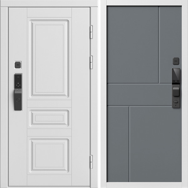 Входная дверь Termo-Door Смарт Орегон Вайт - Горизонт Grey софт