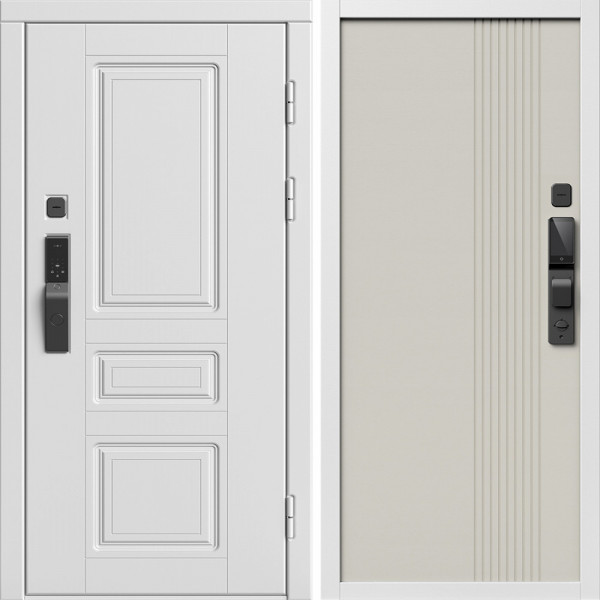 Входная дверь Termo-Door Смарт Орегон Вайт - Страйп Слоновая Кость