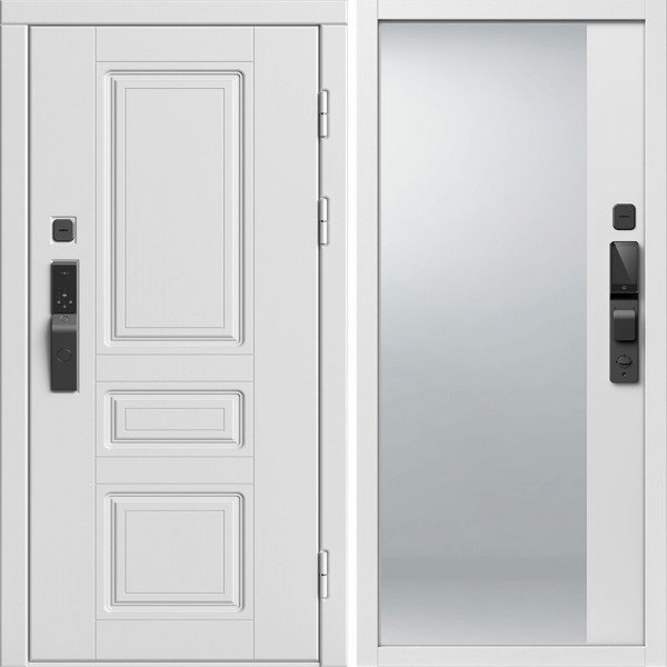 Входная дверь Termo-Door Смарт Орегон Вайт - Зеркало Фацет Белый софт