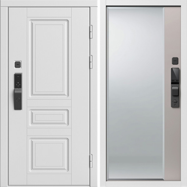 Входная дверь Termo-Door Смарт Орегон Вайт - Зеркало Фацет Капучино
