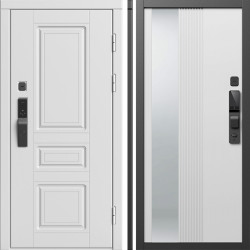 Входная дверь Termo-Door Смарт Орегон Вайт - Зеркало Люмис Белый Софт