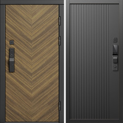 Входная дверь Termo-Door Смарт Плаза Орех Елочка - Флэт Черный кварц