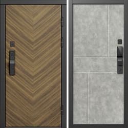 Входная дверь Termo-Door Смарт Плаза Орех Елочка - Горизонт бетон светлый