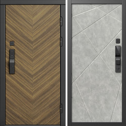 Входная дверь Termo-Door Смарт Плаза Орех Елочка - Лучи бетон светлый