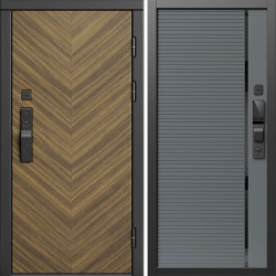 Входная дверь Termo-Door Смарт Плаза Орех Елочка - Порте Grey софт