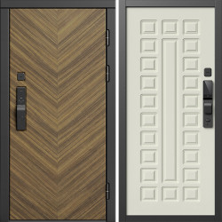 Входная дверь Termo-Door Смарт Плаза Орех Елочка - Престиж бежевый матовый