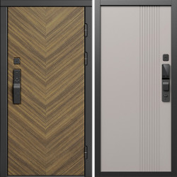 Входная дверь Termo-Door Смарт Плаза Орех Елочка - Страйп Капучино