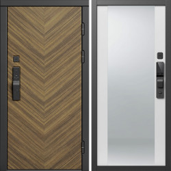 Входная дверь Termo-Door Смарт Плаза Орех Елочка - Зеркало белый софт