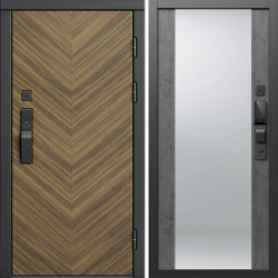Входная дверь Termo-Door Смарт Плаза Орех Елочка - Зеркало бетон темный