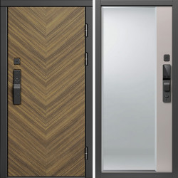 Входная дверь Termo-Door Смарт Плаза Орех Елочка - Зеркало Фацет Капучино