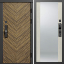 Входная дверь Termo-Door Смарт Плаза Орех Елочка - Зеркало лиственница
