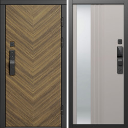Входная дверь Termo-Door Смарт Плаза Орех Елочка - Зеркало Люмис Капучино