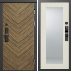 Входная дверь Termo-Door Смарт Плаза Орех Елочка - Зеркало Триумф лиственница