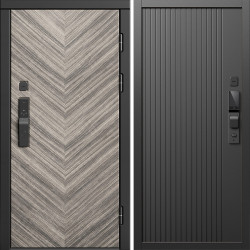 Входная дверь Termo-Door Смарт Плаза Серая Елочка - Флэт Черный кварц