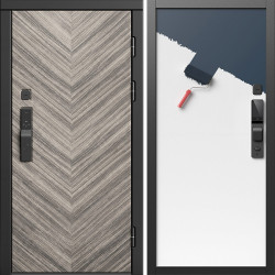 Входная дверь Termo-Door Смарт Плаза Серая Елочка - Гладкая Панель Под Покраску (грунт)