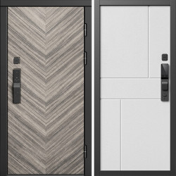 Входная дверь Termo-Door Смарт Плаза Серая Елочка - Горизонт белый