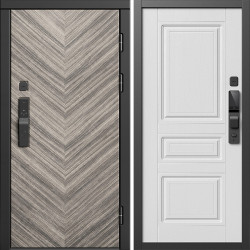 Входная дверь Termo-Door Смарт Плаза Серая Елочка - Классика белое дерево