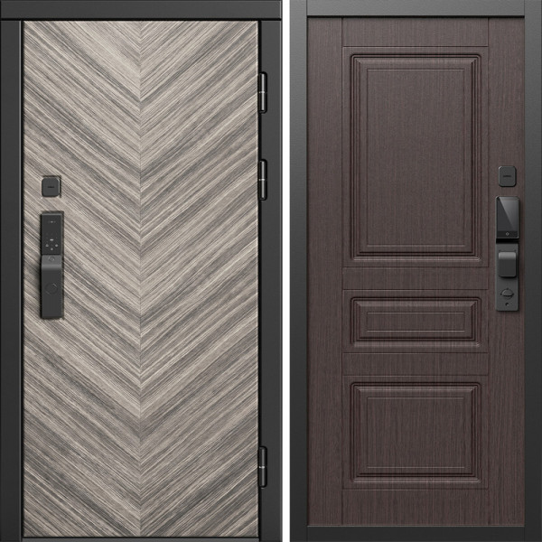 Входная дверь Termo-Door Смарт Плаза Серая Елочка - Классика венге