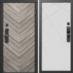 Входная дверь Termo-Door Смарт Плаза Серая Елочка - Лучи белый