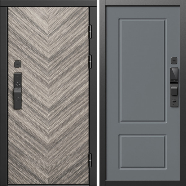 Входная дверь Termo-Door Смарт Плаза Серая Елочка - Марсель Grey софт