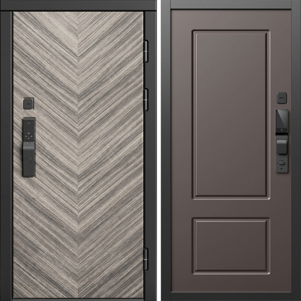 Входная дверь Termo-Door Смарт Плаза Серая Елочка - Марсель Шоколад