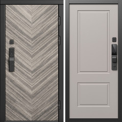 Входная дверь Termo-Door Смарт Плаза Серая Елочка - Нео Классика Капучино