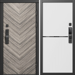 Входная дверь Termo-Door Смарт Плаза Серая Елочка - Нео White