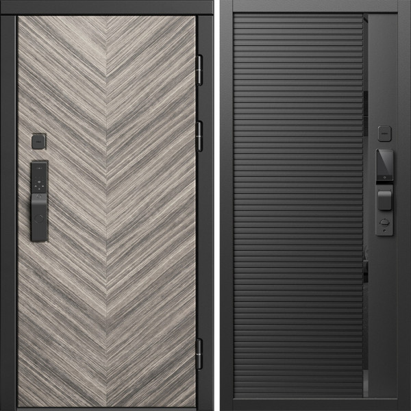 Входная дверь Termo-Door Смарт Плаза Серая Елочка - Порте black