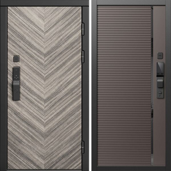 Входная дверь Termo-Door Смарт Плаза Серая Елочка - Порте Шоколад