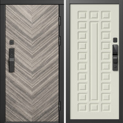 Входная дверь Termo-Door Смарт Плаза Серая Елочка - Престиж бежевый матовый