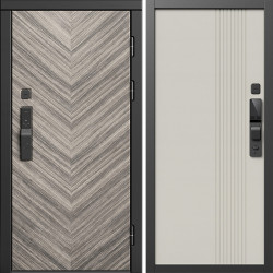 Входная дверь Termo-Door Смарт Плаза Серая Елочка - Страйп Слоновая Кость