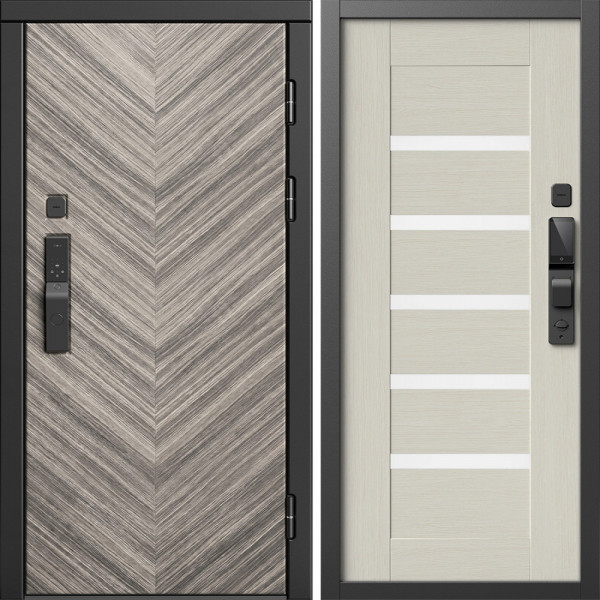 Входная дверь Termo-Door Смарт Плаза Серая Елочка - Царга лиственница