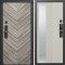 Входная дверь Termo-Door Смарт Плаза Серая Елочка - Зеркало Люмис Соновая Кость