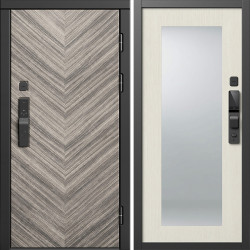 Входная дверь Termo-Door Смарт Плаза Серая Елочка - Зеркало Триумф лиственница