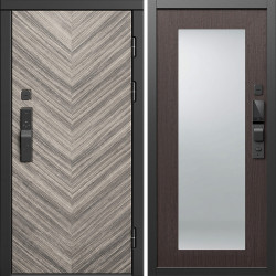 Входная дверь Termo-Door Смарт Плаза Серая Елочка - Зеркало Триумф венге