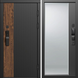Входная дверь Termo-Door Смарт Престиж - Зеркало Фацет Черный кварц+тонировка серая