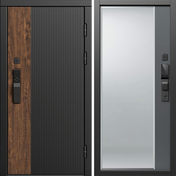 Входная дверь Termo-Door Смарт Престиж - Зеркало Фацет Grey софт