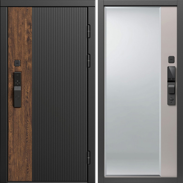 Входная дверь Termo-Door Смарт Престиж - Зеркало Фацет Капучино