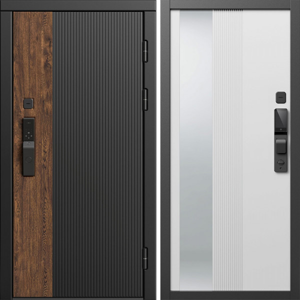 Входная дверь Termo-Door Смарт Престиж - Зеркало Люмис Белый Софт