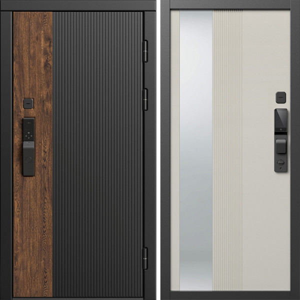 Входная дверь Termo-Door Смарт Престиж - Зеркало Люмис Соновая Кость
