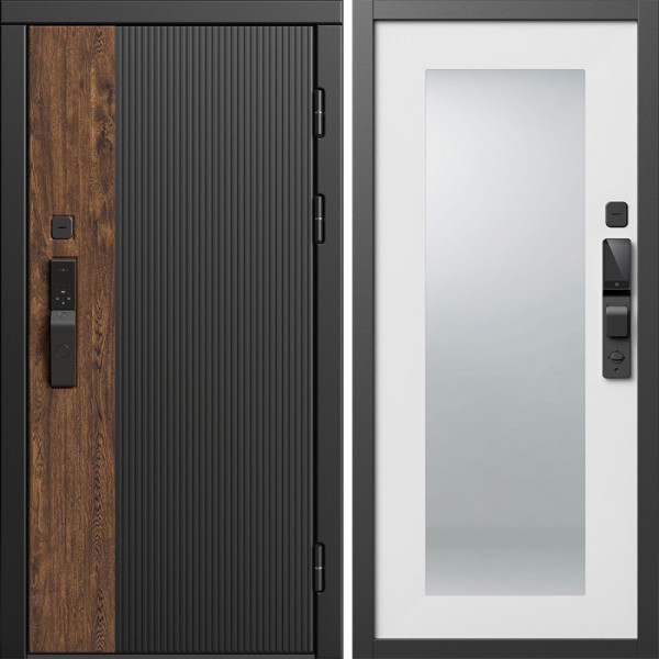 Входная дверь Termo-Door Смарт Престиж - Зеркало Триумф Белый софт