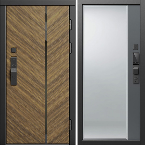 Входная дверь Termo-Door Смарт Санрайз - Зеркало Фацет Grey софт