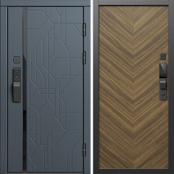 Входная дверь Termo-Door Смарт Сплит Графит - Плаза Елочка Орех