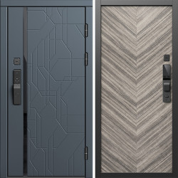 Входная дверь Termo-Door Смарт Сплит Графит - Плаза Елочка Серая