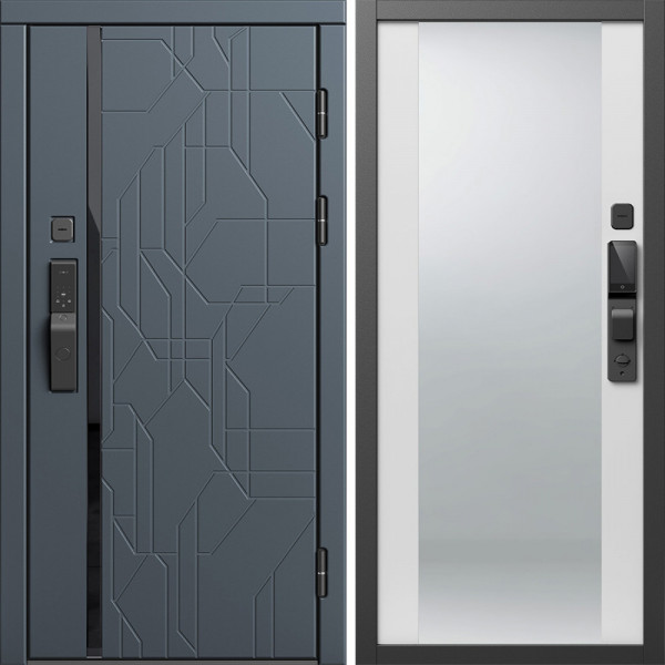 Входная дверь Termo-Door Смарт Сплит Графит - Зеркало белый софт